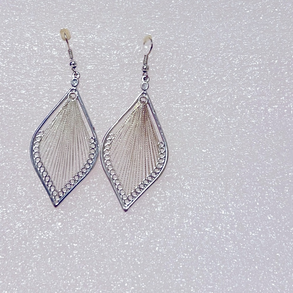 $15 each.. choose any 1 color Silver-Tone & Colored Fabric Dangle-Earrings. - Picture 4 of 5